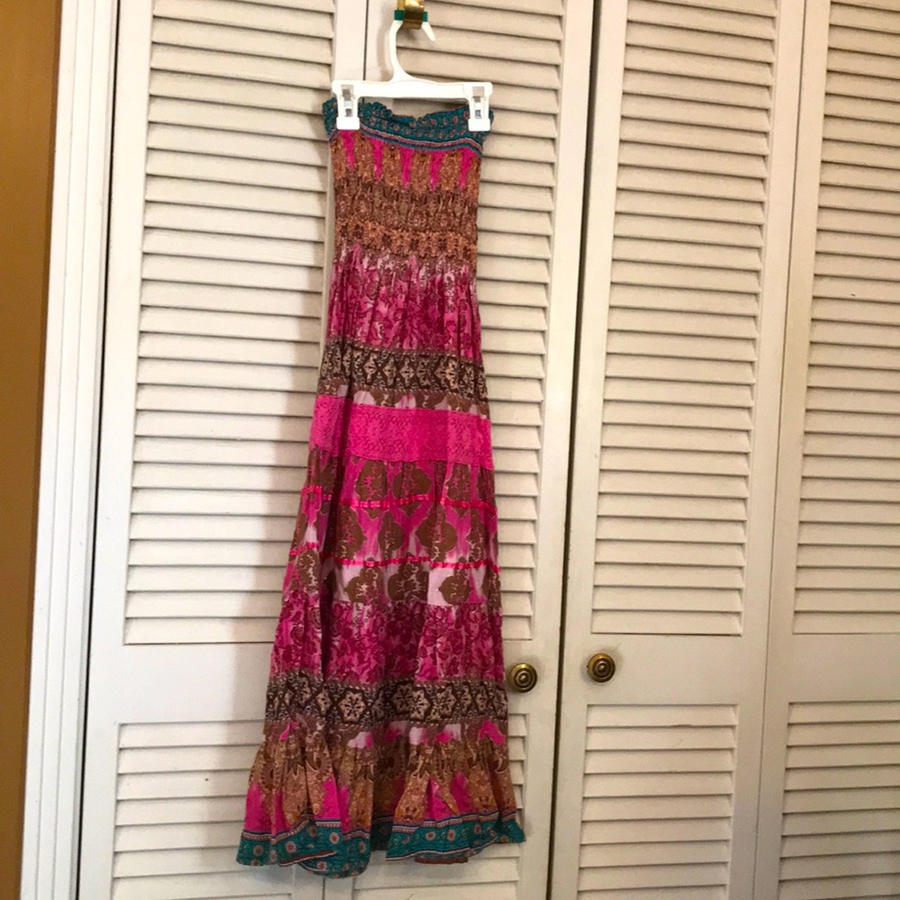 Boho tube top maxi dress